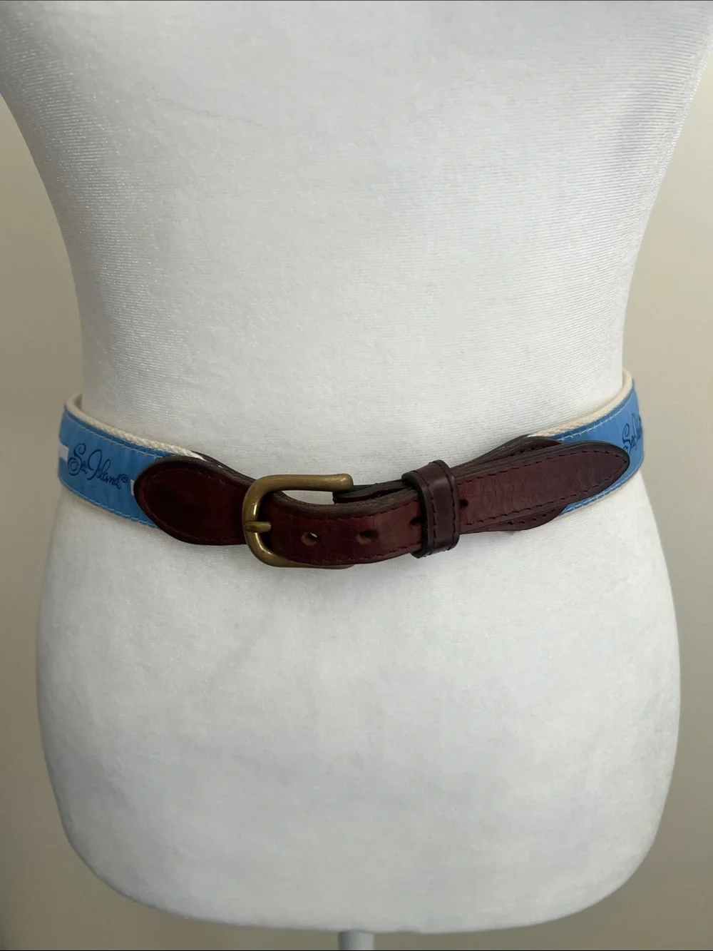 Youth, Sea Island, belt, blue and white size 28 ribbon belt